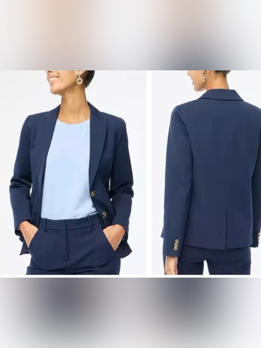 Perfect J.Crew Factory Womens Two Button Blazer Navy 6 - Picture 2 of 10
